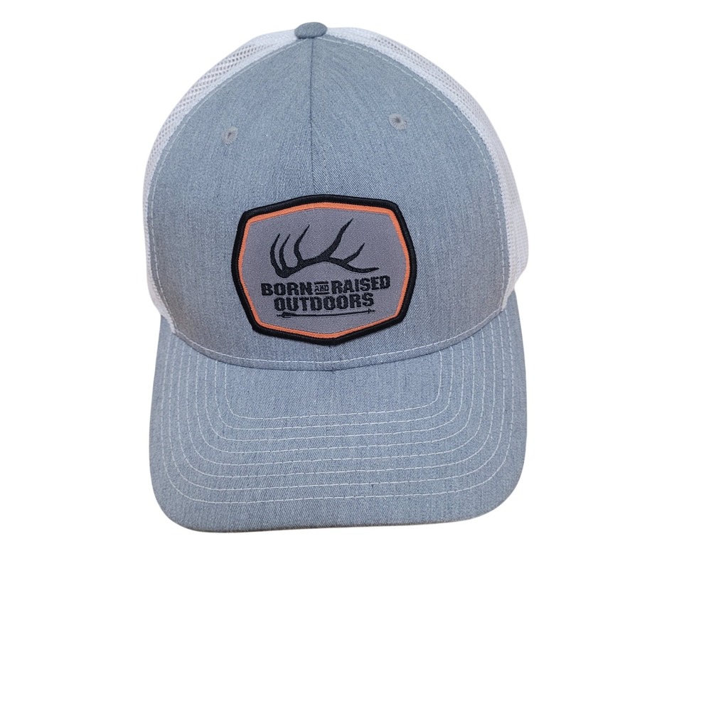 Born and Raised Outdoors Richardson 112 Trucker Hat Grey White Snapback Cap Mens